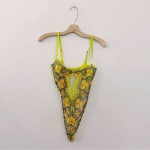 Savage X Fenty Yellow and Green Lace Bodysuit